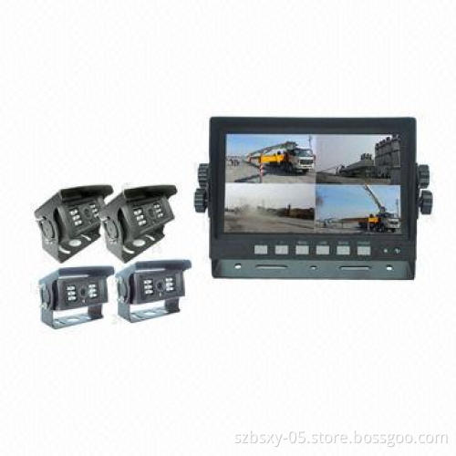 Super Wide Angle Car Camera with High Resolution 7 Inches Digital Quad Monitor for Reversing System